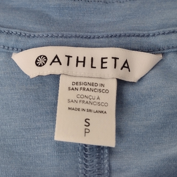Athleta Inspire Slate Blue Relaxed Fit Oversized 3/4 Sleeve Tee Sz S - Picture 11 of 16